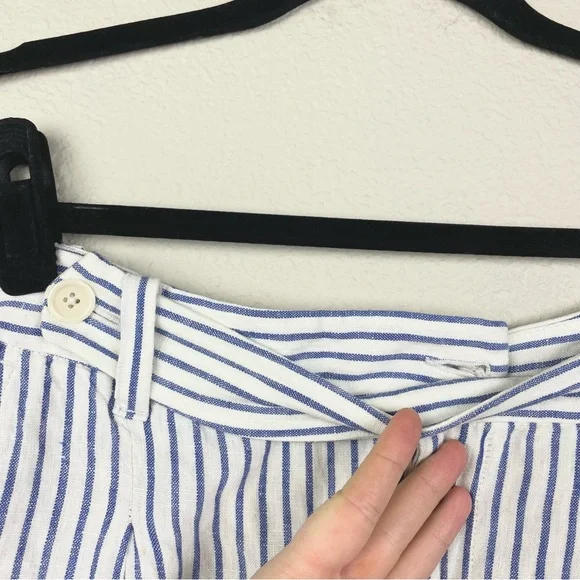 Madewell Women's 8 The Harlow Wide-Leg Pant in 100% Linen Bluestone Stripe White - Picture 5 of 16